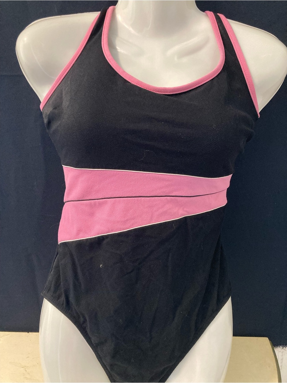 Christina Black & Pink One Piece Swimsuit Size 10/32 Retro Y2K